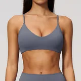 Haze Blue Women's Yoga Fitness Supportive Sports Bra V Neck