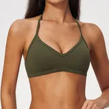 SB9666-1 · Misty Pine Green Misty Pine Green Women's Running Active Supportive Bra Halter Neck Breathable