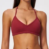Pomegranate Red Women's Running Active Supportive Bra Halter Neck Breathable