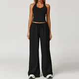 SET3058A-1 · Jet Black Jet Black Tank Top + Leggings Yoga Set 3058
