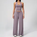 SET3058A-10 · Smoky Purple Smoky Purple Tank Top + Leggings Yoga Set 3058