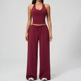 Cherry Red Tank Top + Leggings Yoga Set 3058