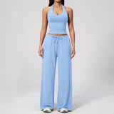 SET3058A-12 · Clear Sky Blue Clear Sky Blue Tank Top + Leggings Yoga Set 3058