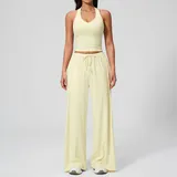 Milky Yellow Tank Top + Leggings Yoga Set 3058
