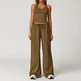 SET3058A-4 · Coffee Coffee Tank Top + Leggings Yoga Set 3058