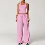 SET3058A-5 · Rose Pink Rose Pink Tank Top + Leggings Yoga Set 3058