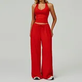 SET3058A-7 · Bright Red Bright Red Tank Top + Leggings Yoga Set 3058