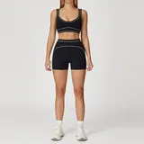 YSA7028-2 · Lemon Green Lemon Green Women's Brushed Color Block Yoga Set Bra Shorts