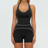 YSC7028-5 · Lemon Green Lemon Green Women's Brushed Color Block Yoga Set Tank Shorts