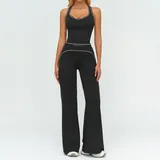 YSD7028-5 · Lemon Green Lemon Green Women's Brushed Color Block Yoga Set Tank Wide Leg Pants