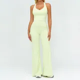 YSD7028-7 · Badge Blue Badge Blue Women's Brushed Color Block Yoga Set Tank Wide Leg Pants