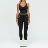 YSE7028-5 · Deep Cocoa Deep Cocoa Women's Brushed Color Block Yoga Set Tank Long Pants