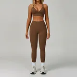 Espresso Sports Bra + Leggings Yoga Set 7790