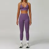 Misty Purple Sports Bra + Leggings Yoga Set 7790