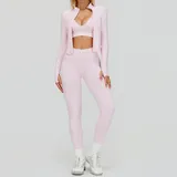 Sakura Pink Sports Bra + Leggings + Jacket Yoga Set 7790