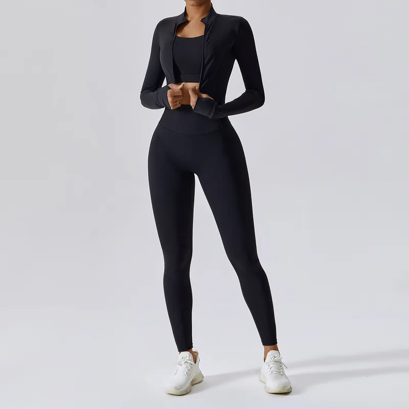 Long Sleeve + Sports Bra + Leggings Yoga Set 8047