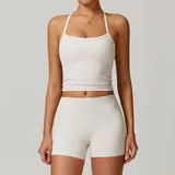 SET8519A-9 · Pearl Grey Pearl Grey Tank Top + Shorts Yoga Set 8519