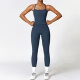Badge Blue Tank Top + Leggings Yoga Set 8519