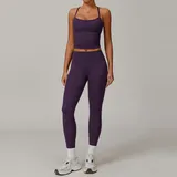 SET8519C-3 · Plum Purple Plum Purple Tank Top + Leggings Yoga Set 8519