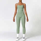 SET8519C-7 · Basil Green Basil Green Tank Top + Leggings Yoga Set 8519