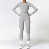 Frost Grey Long Sleeve + Leggings Yoga Set 8519