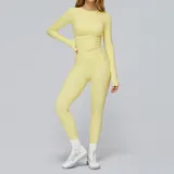 Goose Yellow Long Sleeve + Leggings Yoga Set 8519