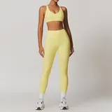 SET8863A-1 · Goose Yellow Goose Yellow Sports Bra + Leggings Yoga Set 8863
