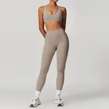 Linen Sports Bra + Leggings Yoga Set 8863