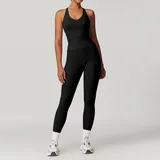 SET8863B-1 · Jet Black Jet Black Tank Top + Leggings Yoga Set 8863