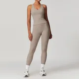 Linen Tank Top + Leggings Yoga Set 8863