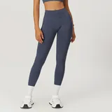 Blue Grey Running Women's Seamless Yoga Leggings Tummy Control Fitted