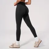 SL7655-5 · Jet Black Jet Black Running Women's Seamless Yoga Leggings Tummy Control Fitted