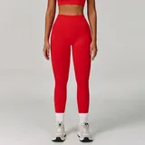 Bright Red Women's Seamless Yoga Leggings Running Butt Lifting Slimming