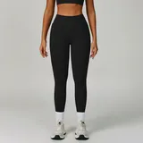 Jet Black Women's Seamless Yoga Leggings Running Butt Lifting Slimming