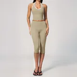 Linen Women's Backless Pilates Supportive Sports Bra Halter Neck
