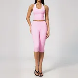 Cherry Pink Women's Backless Pilates Supportive Sports Bra Halter Neck
