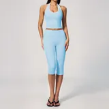 Wave Blue Women's Backless Pilates Supportive Sports Bra Halter Neck