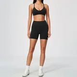Jet Black Women's Seamless Breathable Yoga Activewear Set 2 Piece