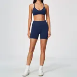 Ink Blue Women's Seamless Breathable Yoga Activewear Set 2 Piece