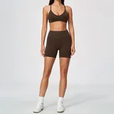 Ink Brown Women's Seamless Breathable Yoga Activewear Set 2 Piece