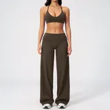 SS5529-4 · Espresso Black Espresso Black Women's Fitness Backless Running Yoga Activewear Set Fitted