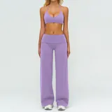 Lilac Women's Fitness Backless Running Yoga Activewear Set Fitted