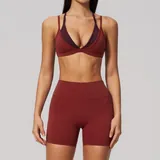 Red Bean Women's Backless Workout Yoga Activewear Set Bare Feel