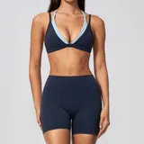 SS6116-5 · Deep Well Blue Deep Well Blue Women's Backless Workout Yoga Activewear Set Bare Feel