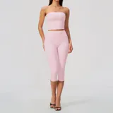 SS8793-1 · Falling Blossom Pink Falling Blossom Pink Slim Fit Women's Yoga Activewear Set Tank Fitted