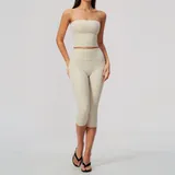 Oat Apricot Slim Fit Women's Yoga Activewear Set Tank Fitted