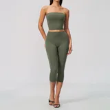 Forest Green Slim Fit Women's Yoga Activewear Set Tank Fitted