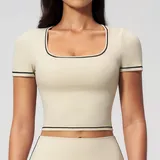 Rice Apricot Running Women's Short Sleeve Top Short Sleeve Fitted