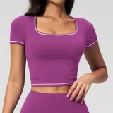 Mulberry Purple Running Women's Short Sleeve Top Short Sleeve Fitted