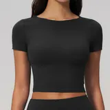 Jet Black Yoga Women's Short Sleeve Top Short Sleeve Brushed